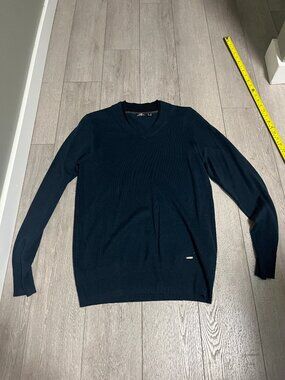 Mexx Y2K V-Neck Sweater - Blue and Black SIZE XS NWOT